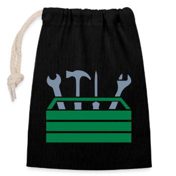 Tool Workshop Tool Box - Closable cotton gift bag (14x20cm) - black - Front