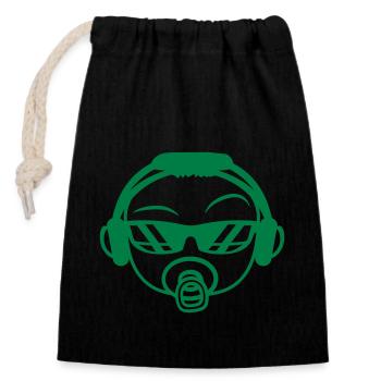 Cool DJ Bébé Mignon Enfant Visage Tête de Fête - Sac cadeau en coton avec cordon (14 x 20 cm) - noir - Devant
