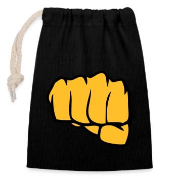 fist - Closable cotton gift bag (14x20cm) - black - Front