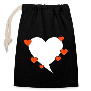 Speech bubble with hearts - Closable cotton gift bag (14x20cm) - black - Front