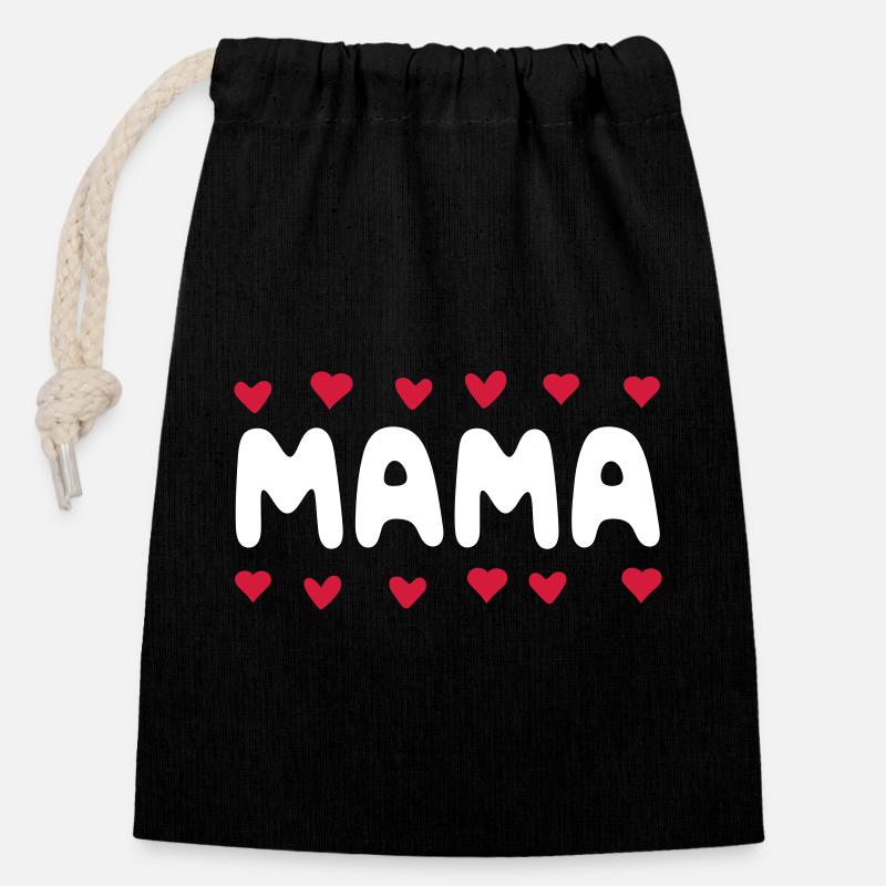 Mom - Closable cotton gift bag (14x20cm) - black