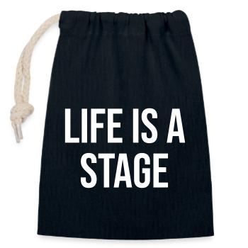Life Is A Stage - Verschließbarer Geschenkbeutel aus Baumwolle (14x20cm) - Navy - Vorne