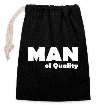 HOMME DE QUALITÉ - Sac cadeau en coton avec cordon (14 x 20 cm) - noir - Devant