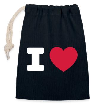 I LOVE - HEART Füge deinen eigenen Text hinzu - Verschließbarer Geschenkbeutel aus Baumwolle (14x20cm) - Navy - Vorne