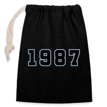 1987 Year Birthday - Closable cotton gift bag (14x20cm) - black - Front