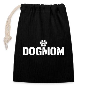 Maman chien - Sac cadeau en coton avec cordon (14 x 20 cm) - noir - Devant