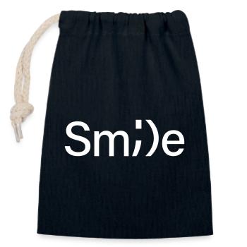 Smile - Verschließbarer Geschenkbeutel aus Baumwolle (14x20cm) - Navy - Vorne
