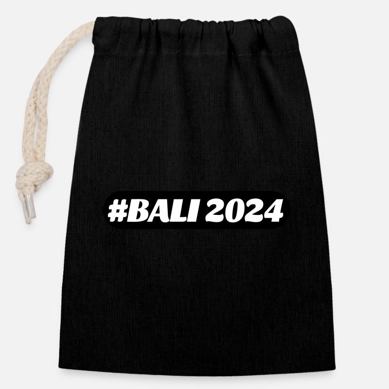 Bali 2024 - Sac cadeau en coton avec cordon (14 x 20 cm) - noir