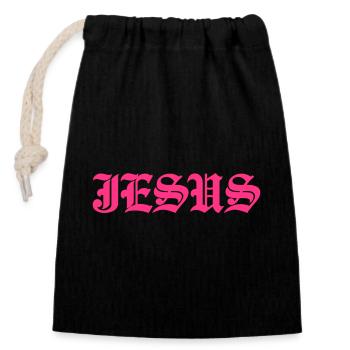 Jesus in Pink - Closable cotton gift bag (14x20cm) - black - Front