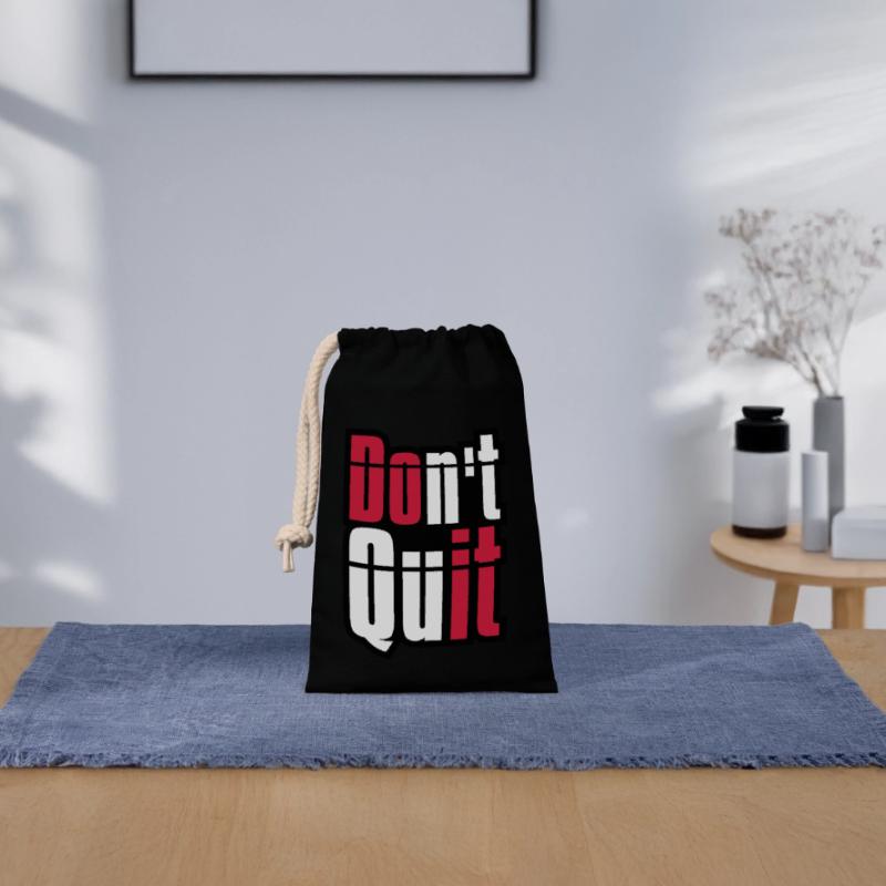 cadre don t quit ne pas abandonner do it fais’s text Sac cadeau en coton avec cordon (14 x 20 cm)