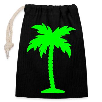 palm tree - Closable cotton gift bag (14x20cm) - black - Front