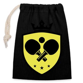 Armoiries du tennis de table - Sac cadeau en coton avec cordon (14 x 20 cm) - noir - Devant