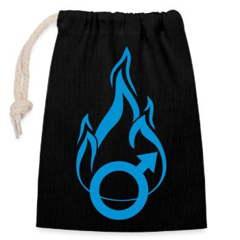 kerl maennlich mann mars symbol junge feuer flamme - Verschließbarer Geschenkbeutel aus Baumwolle (14x20cm) - Schwarz - Vorne
