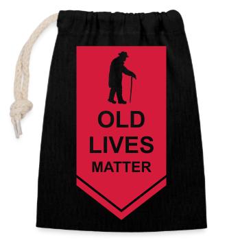 Citation Old Lives Matter - Sac cadeau en coton avec cordon (14 x 20 cm) - noir - Devant