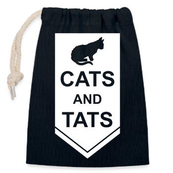 cats and tats Zitat - Verschließbarer Geschenkbeutel aus Baumwolle (14x20cm) - Navy - Vorne