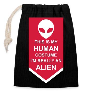 Citation extraterrestre de costume humain - Sac cadeau en coton avec cordon (14 x 20 cm) - noir - Devant