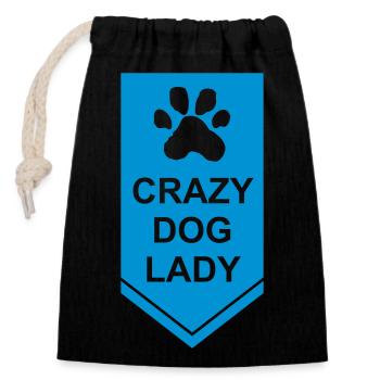 crazy dog lady quote - Closable cotton gift bag (14x20cm) - black - Front