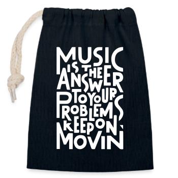 La musique est la réponse - Sac cadeau en coton avec cordon (14 x 20 cm) - bleu marine - Devant