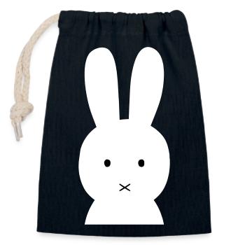 Hare - Closable cotton gift bag (14x20cm) - navy - Front