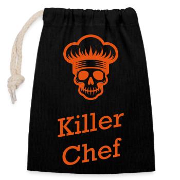 Killer Chef - Closable cotton gift bag (14x20cm) - black - Front