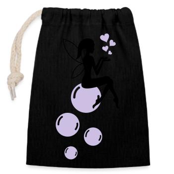 Bulles de savon de fée 01 - Sac cadeau en coton avec cordon (14 x 20 cm) - noir - Devant