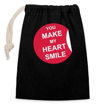 Faire sourire mon cœur - Sac cadeau en coton avec cordon (14 x 20 cm) - noir - Devant