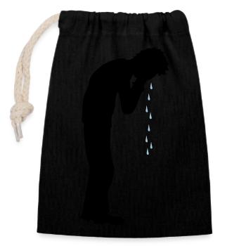 Howling drops of depression - Closable cotton gift bag (14x20cm) - black - Front