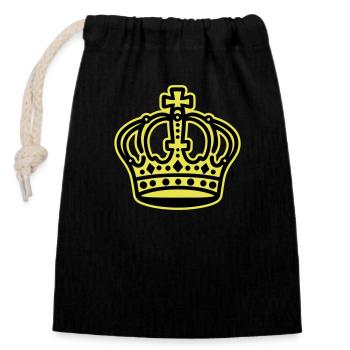 Krone Logo - Closable cotton gift bag (14x20cm) - black - Front