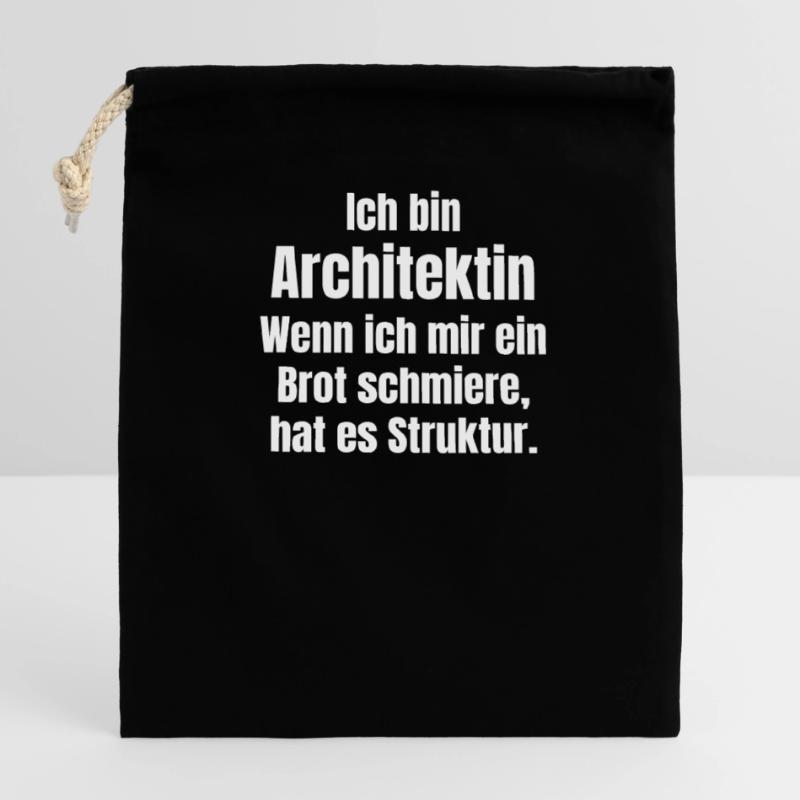 Architect smears bread with structure Closable cotton gift bag (14x20cm)