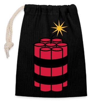 lit tnt dynamite explode explosion spre - Closable cotton gift bag (14x20cm) - black - Front
