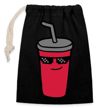 Pixel Sunglasses Cola - Closable cotton gift bag (14x20cm) - black - Front