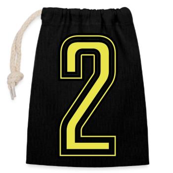 2 - Sac cadeau en coton avec cordon (14 x 20 cm) - noir - Devant