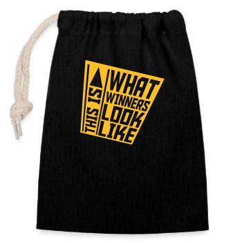 What Winners Look Like - Closable cotton gift bag (14x20cm) - black - Front