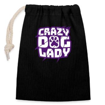 crazy dog lady quote - Closable cotton gift bag (14x20cm) - black - Front
