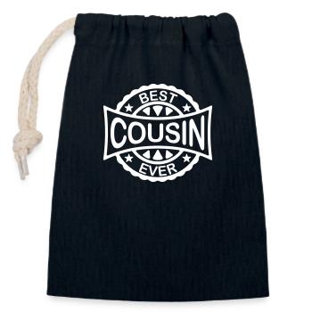 Citation du meilleur cousin de tous les temps - Sac cadeau en coton avec cordon (14 x 20 cm) - bleu marine - Devant
