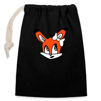 renard femelle fille jolie arc femme belle - Sac cadeau en coton avec cordon (14 x 20 cm) - noir - Devant