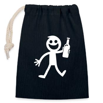Strichmännchen Party Bier Lustig - Verschließbarer Geschenkbeutel aus Baumwolle (14x20cm) - Navy - Vorne