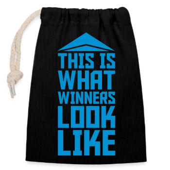 What Winners Look Like - Closable cotton gift bag (14x20cm) - black - Front