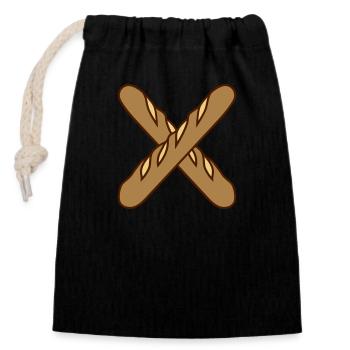 x kreuz baguette brot broetchen franzoesisch frank - Verschließbarer Geschenkbeutel aus Baumwolle (14x20cm) - Schwarz - Vorne