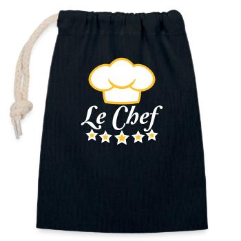 Le Chef toque de chef de cuisine 5 étoiles - Sac cadeau en coton avec cordon (14 x 20 cm) - bleu marine - Devant