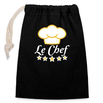Le Chef toque de chef de cuisine 5 étoiles - Sac cadeau en coton avec cordon (14 x 20 cm) - noir - Devant