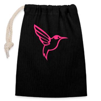 Colibri Oiseau - Sac cadeau en coton avec cordon (14 x 20 cm) - noir - Devant