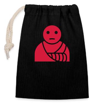 Verletzung gebrochener Arm Gips - Verschließbarer Geschenkbeutel aus Baumwolle (14x20cm) - Schwarz - Vorne