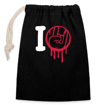 J’aime Heavy Metal Hard Rock Musique Main Geste Coeur - Sac cadeau en coton avec cordon (14 x 20 cm) - noir - Devant