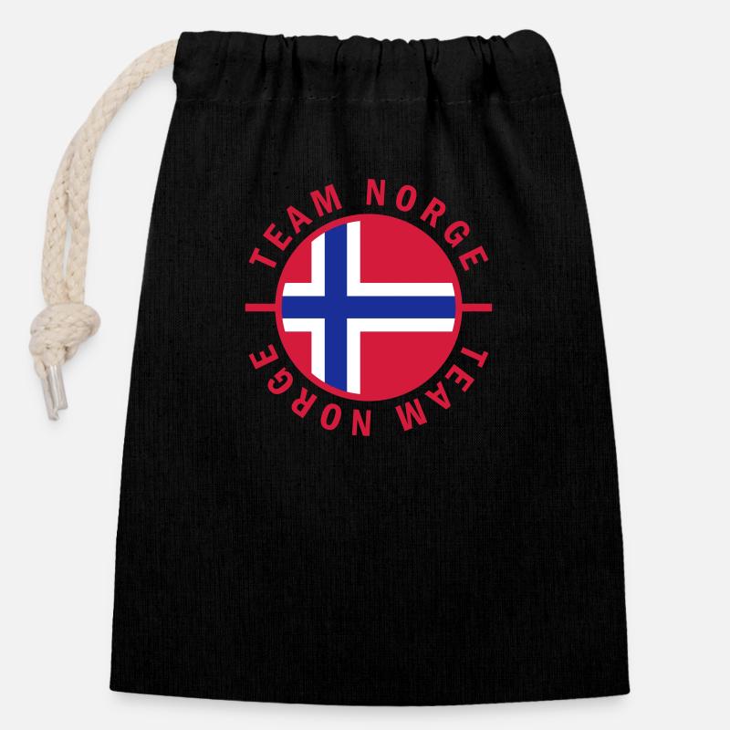 Norge Team Norway - Sac cadeau en coton avec cordon (14 x 20 cm) - noir