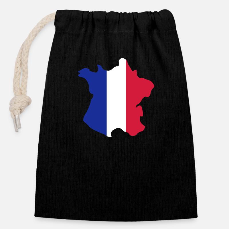 france_map - Sac cadeau en coton avec cordon (14 x 20 cm) - noir