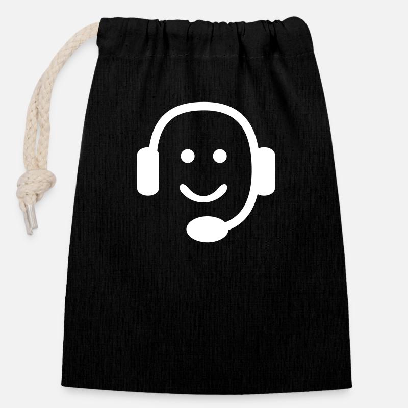 Headset - Verschließbarer Geschenkbeutel aus Baumwolle (14x20cm) - Schwarz