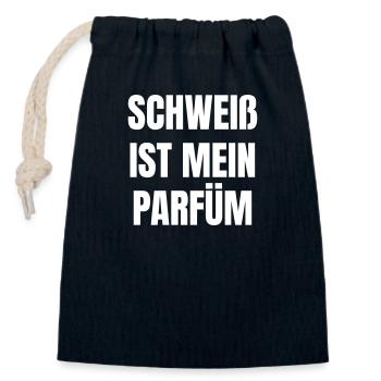 Schweiß ist mein Parfüm - Verschließbarer Geschenkbeutel aus Baumwolle (14x20cm) - Navy - Vorne