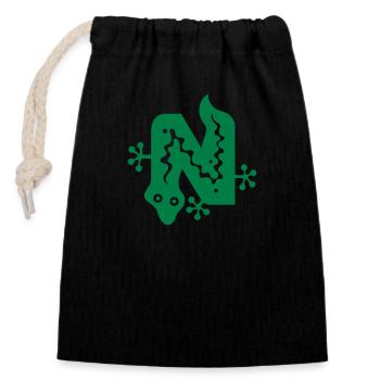 Snake | Snake | letter N | Vectorgraphic - Closable cotton gift bag (14x20cm) - black - Front