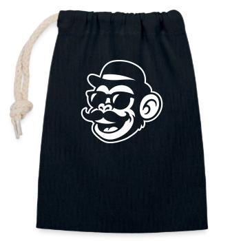 Affe Mustache Lustig - Verschließbarer Geschenkbeutel aus Baumwolle (14x20cm) - Navy - Vorne